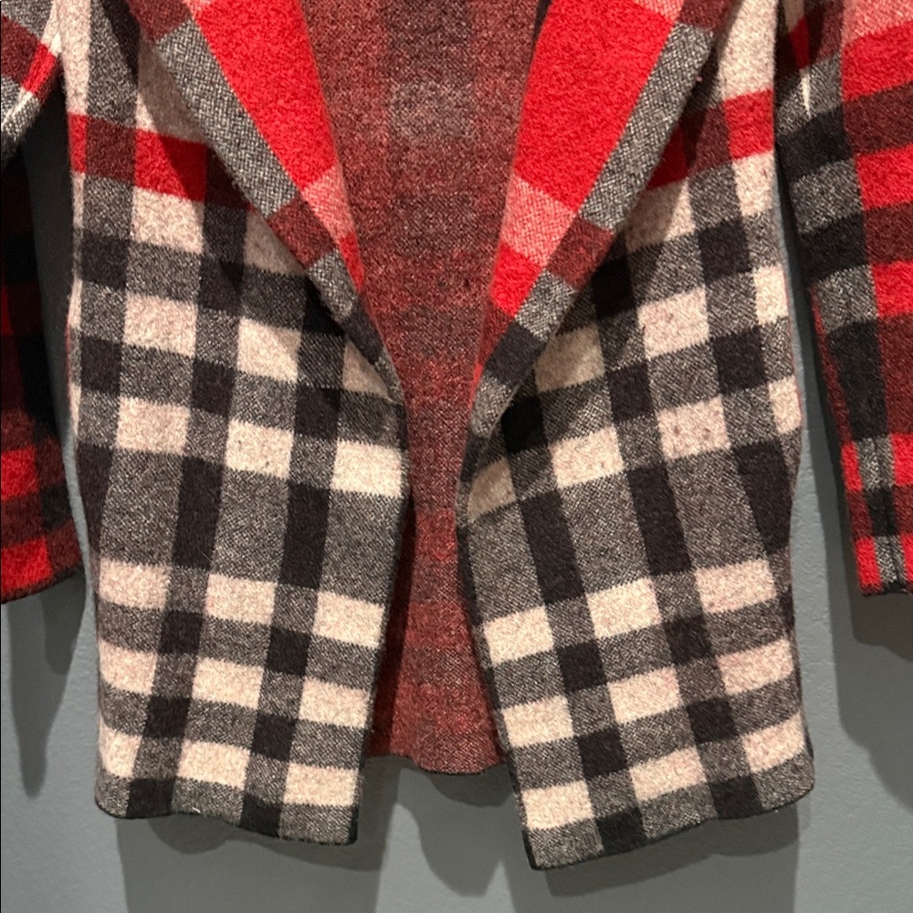 NWOT Anthropologie Field Flower Wool Plaid Sweater  Cardigan Hoodie Coat Sz XS - Picture 4 of 14
